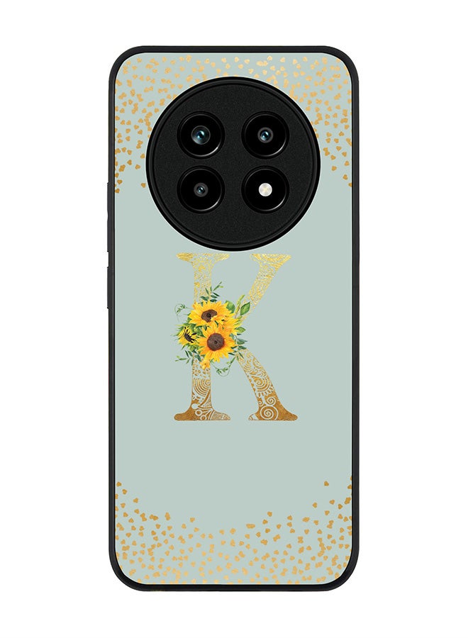 Stylizedd For Realme 13 Pro / 13 Pro+ Case,Slim fit Camera Protection, Shockproof Thin Phone cover  - Custom Floral Monogram - K  (Light Grey ) - Image 1